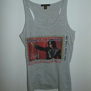 Michael Jackson Beloved King of Pop Graphic Tank Top T-Shirt Womens Gray RIP